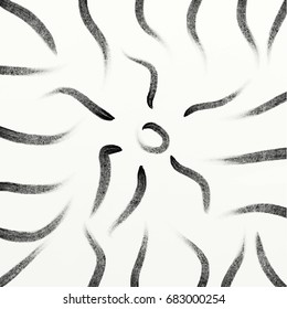 black paint brush strokes. abstract white background. monochrome grunge texture. vector illustration.