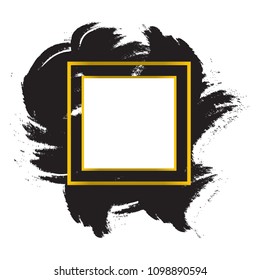 Black Paint brush strokes. Box, frame or background for text. Vector Illustration