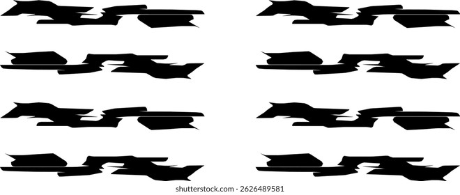 Black paint brush strokes collection isolated on white background. Paint brush template set. Grunge texture effect. Grunge paint style concept graphic design elements