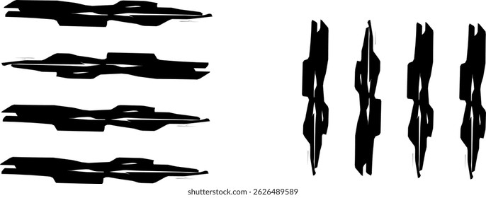 Black paint brush strokes collection isolated on white background. Paint brush template set. Grunge texture effect. Grunge paint style concept graphic design elements