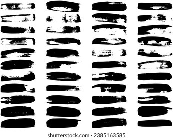 Black paint brush strokes, dirty inked grunge art brushes. Creative sketch brush stroke, illustration of brush stain line
