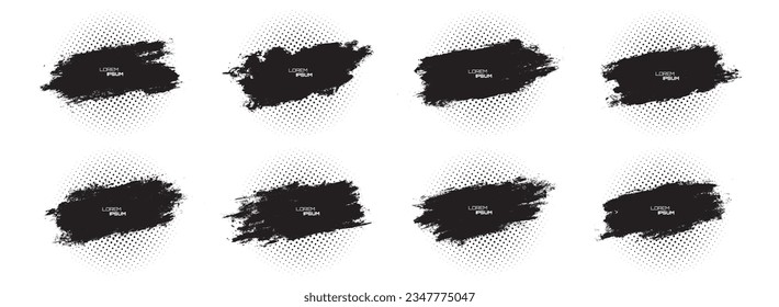 Black paint brush strokes isolated on background. Elegant dark watercolour set. Abstract textured effect bundle. Graphic design grungy painted style concept for ads, offer, big, mega, or flash sale