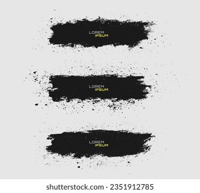 Black paint brush strokes isolated on background. Elegant dark watercolour set. Abstract textured effect bundle. Graphic design grungy painted style concept for ads, offer, big, mega, or flash sale