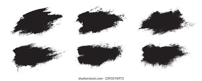 Black paint brush strokes isolated on background. Elegant dark watercolour set. Abstract textured effect bundle. Graphic design grungy painted style concept for ads, offer, big, mega, or flash sale