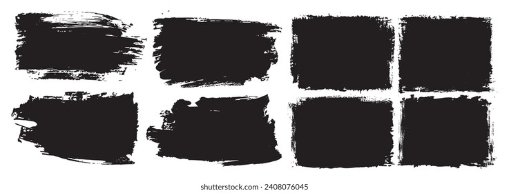 Black paint brush strokes isolated on a white background