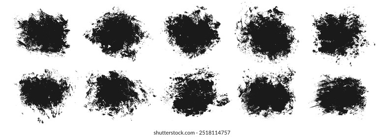 Black paint brush strokes isolated on white background. Dark watercolour set. Abstract textured effect bundle. Graphic design grungy painted style concept for ads, offer, big, mega, or flash sale