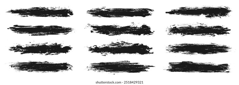 Black paint brush strokes isolated on white background. Dark watercolour set. Abstract textured effect bundle. Graphic design grungy painted style concept for ads, offer, big, mega, or flash sale