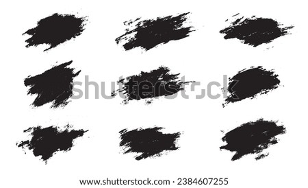 Black paint brush strokes isolated on background. Elegant dark watercolour set. Abstract textured effect bundle. Graphic design grungy painted style concept for ads, offer, big, mega, or flash sale