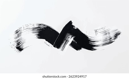 Black paint brush strokes on a white background. Black brushstroke textures for artistic backgrounds. 