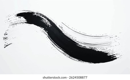 Black paint brush strokes on a white background. Black brushstroke textures for artistic backgrounds. 