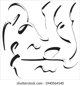 Black paint brush strokes vector seamless pattern. Hand drawn curved and wavy lines with grunge circles. brush scribbles decorative texture. Messy doodles, bold curvy lines illustration.