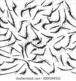 Black paint brush strokes vector seamless pattern. Hand drawn curved and wavy lines with grunge circles. brush scribbles decorative texture. Messy doodles, bold curvy lines illustration.