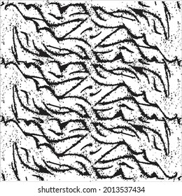 Black paint brush strokes vector seamless pattern. Hand drawn curved and wavy lines with grunge circles. brush scribbles decorative texture. Messy doodles, bold curvy lines illustration.