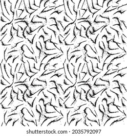 Black paint brush strokes vector seamless pattern. Hand drawn curved and wavy lines with grunge circles. brush scribbles decorative texture. Messy doodles, bold curvy lines illustration.