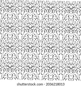 Black paint brush strokes vector seamless pattern. Hand drawn curved and wavy lines with grunge circles. brush scribbles decorative texture. Messy doodles, bold curvy lines illustration.