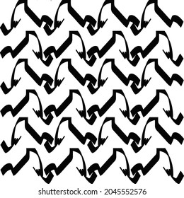Black paint brush strokes vector seamless pattern. Hand drawn curved and wavy lines with grunge circles. brush scribbles decorative texture. Messy doodles, bold curvy lines illustration.