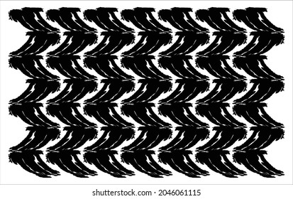El pincel de pintura negro traza un patrón sin fisuras vectorial. Líneas curvas y onduladas dibujadas a mano con círculos gruesos. pincel garabatos textura decorativa. Doodles desordenados, ilustración de líneas curvas audaces.