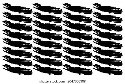 Black paint brush strokes vector seamless pattern. Hand drawn curved and wavy lines with grunge circles. brush scribbles decorative texture. Messy doodles, bold curvy lines illustration.