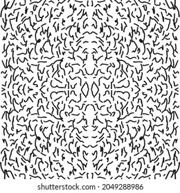 Black paint brush strokes vector seamless pattern. Hand drawn curved and wavy lines with grunge circles. brush scribbles decorative texture. Messy doodles, bold curvy lines illustration.