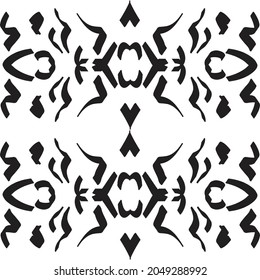 Black paint brush strokes vector seamless pattern. Hand drawn curved and wavy lines with grunge circles. brush scribbles decorative texture. Messy doodles, bold curvy lines illustration.