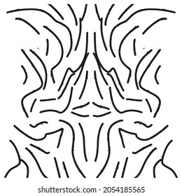 Black paint brush strokes vector seamless pattern. Hand drawn curved and wavy lines with grunge circles. brush scribbles decorative texture. Messy doodles, bold curvy lines illustration.