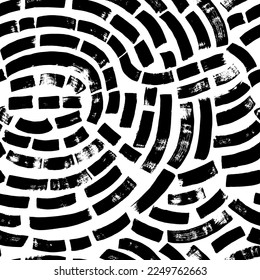Black paint brush strokes vector seamless pattern. Hand drawn grunge curved and wavy lines . Chaotic ink brush.