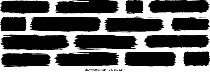Black paint brush strokes vector seamless pattern. Hand drawn decorative seamless pattern with bold brush strokes. Grunge thick lines and stripes ornament decorative texture. Bold lines illustration.