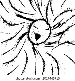 Pincel de pintura negro acaricia el patrón de acero sin fisuras vectorial. Líneas curvas y onduladas dibujadas a mano con círculos gruesos. pincel garabatos textura decorativa. Doodles desordenados, ilustración de líneas curvas audaces.