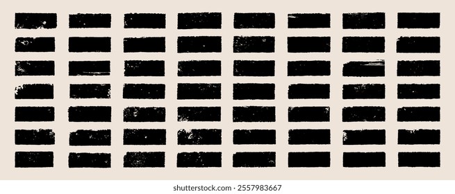 Black paint brush swatches. Vector color brushstrokes set. Grungy splash dab smears. Grunge ink labels bg. Abstract text frame highlights. Gouache grunge smudges. Watercolor graphic design daub pack