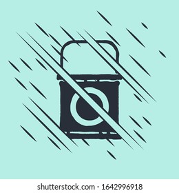 Black Paint bucket icon isolated on green background. Glitch style. Vector Illustration