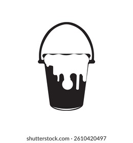 black paint bucket icon vector element
