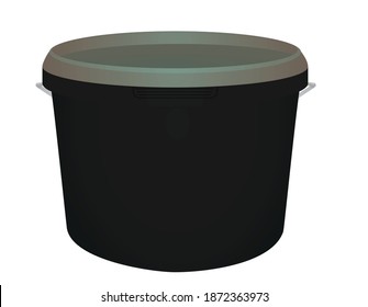 Black paint bucket. vector illustration