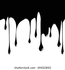 Black paint dripping on white background. Vector illustration
