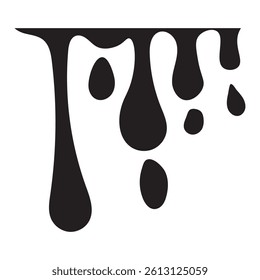 
Black paint drips from a horizontal line, forming various elongated teardrop shapes
