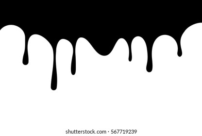 black paint drips. ink flow down. white background. vector illustration