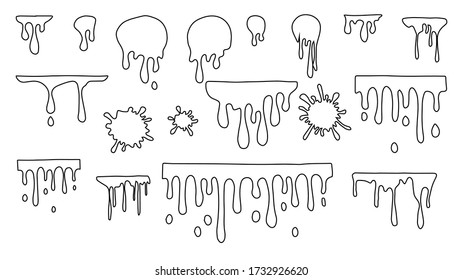 Black paint drips vector splash ink set, Vector illustration.