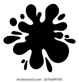 Pintura preta gota e mancha. Mancha de tinta desenhada à mão com efeito de sombra. Elemento de esboço abstrato Grunge. Ilustração isolada de vetor plano