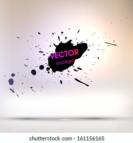 Black Paint Explosion, Abstract Background, Vector
