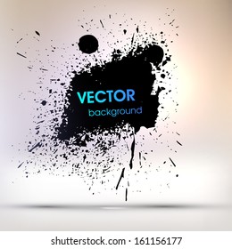 Black Paint Explosion, Abstract Background, Vector