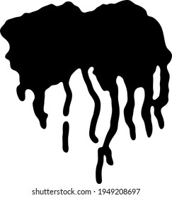 black paint flows down on a white background. vector art
