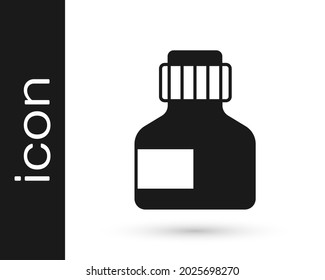 Black Paint, gouache, jar, dye icon isolated on white background.  Vector