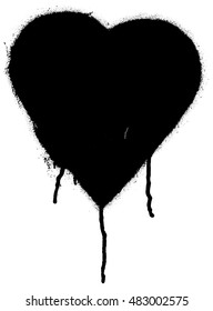 Black paint graffiti heart shape