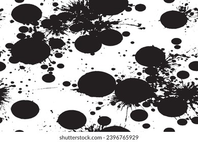 black paint grungy texture on white background, vector image of black paint splash texture
