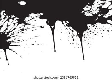 black paint grungy texture on white background, vector image of black paint splash texture
