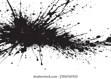 black paint grungy texture on white background, vector image of black paint splash texture
