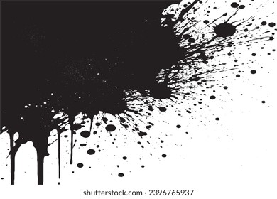 black paint grungy texture on white background, vector image of black paint splash texture
