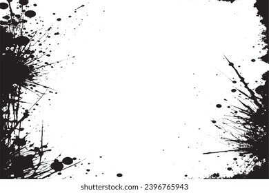 black paint grungy texture on white background, vector image of black paint splash texture
