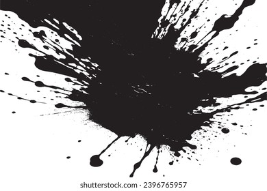 black paint grungy texture on white background, vector image of black paint splash texture
