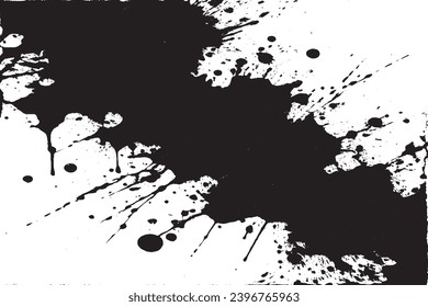 black paint grungy texture on white background, vector image of black paint splash texture
