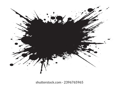 black paint grungy texture on white background, vector image of black paint splash texture

